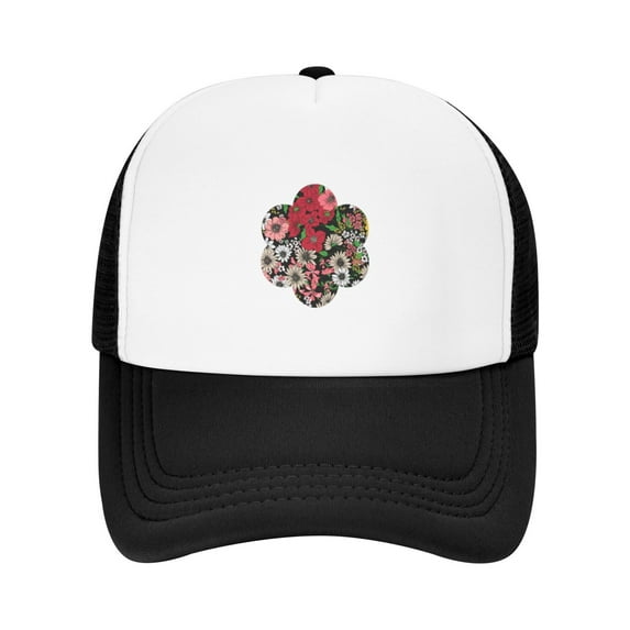PAYOHTO Kids Chrysanthemum Sunflower Flower Leaf Baseball Hat Back Adjustable Mesh Breathable Hats Black Trucker Cap Outdoor Fishing Sun Caps for Boys or Girls ages 4-10