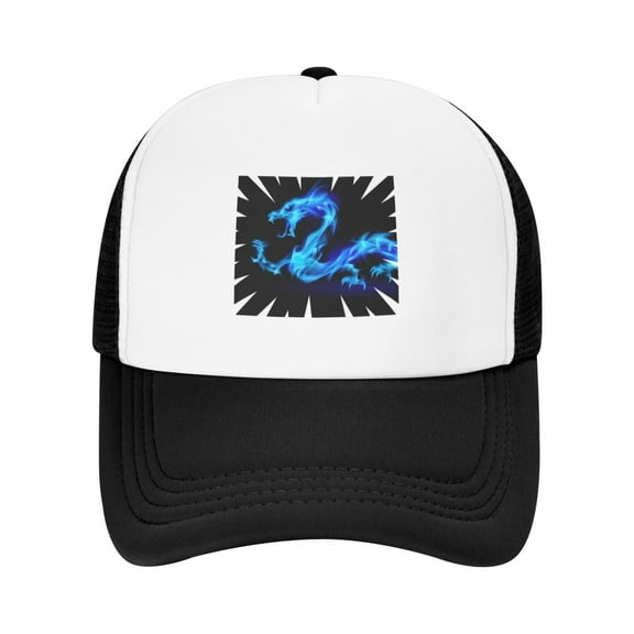PAYOHTO Kids Dragon Baseball Hat Back Adjustable Mesh Breathable Hats Black Trucker Cap Outdoor Fishing Sun Caps for Boys or Girls ages 4-10