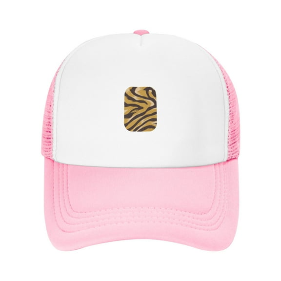 PAYOHTO Kids Tiger Stripes Baseball Hat Back Adjustable Mesh Breathable Hats Pink Trucker Cap Outdoor Fishing Sun Caps for Boys or Girls ages 4-10