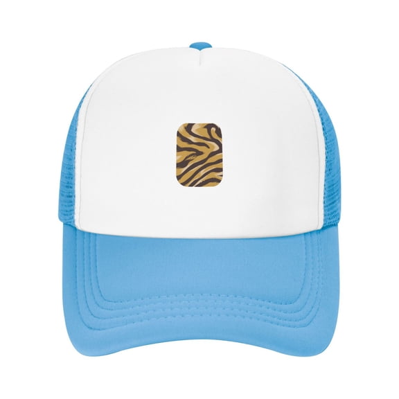 PAYOHTO Kids Tiger Stripes Baseball Hat Back Adjustable Mesh Breathable Hats Sky Blue Trucker Cap Outdoor Fishing Sun Caps for Boys or Girls ages 4-10