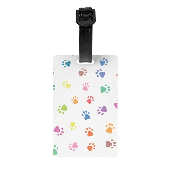 PAYOHTO Luggage Tags for Suitcases Colorful Prints Cat Dog Paw PVC Lable for Travel Bag