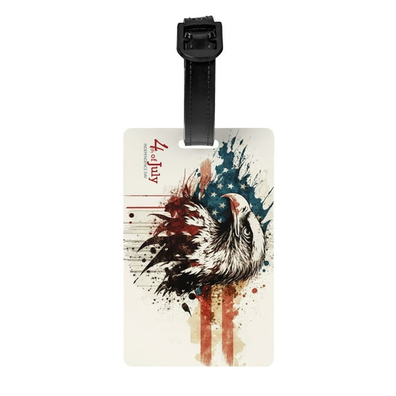 PAYOHTO Luggage Tags for Suitcases Eagle Independence Day PVC Lable for Travel Bag