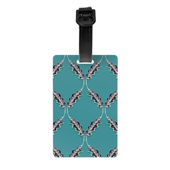 PAYOHTO Luggage Tags for Suitcases Leafy Trellis on Teal PVC Lable for Travel Bag