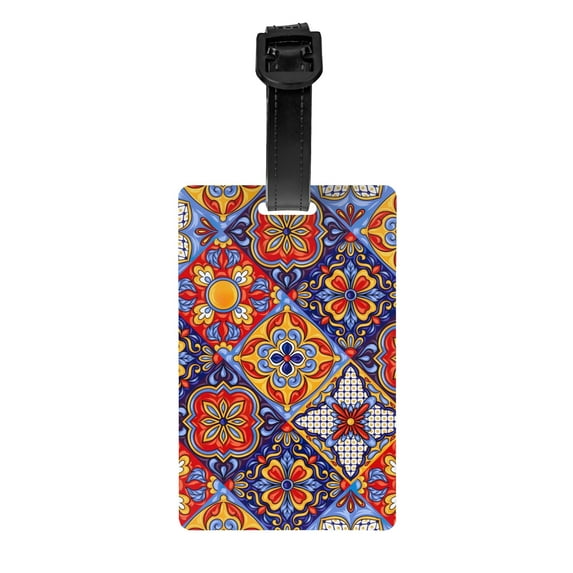 PAYOHTO Luggage Tags for Suitcases Mexican Ethnic Boho PVC Lable for Travel Bag