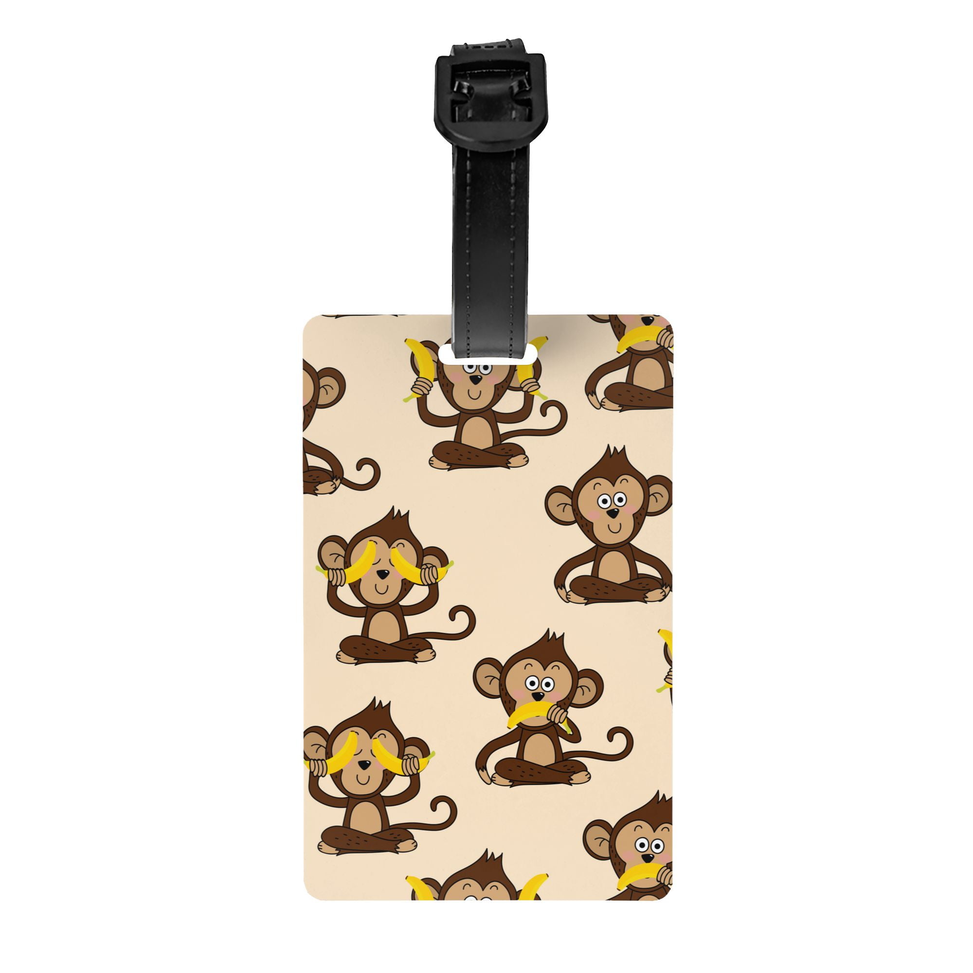 PAYOHTO Luggage Tags for Suitcases Monkey Banana Pattern Cute PVC Lable