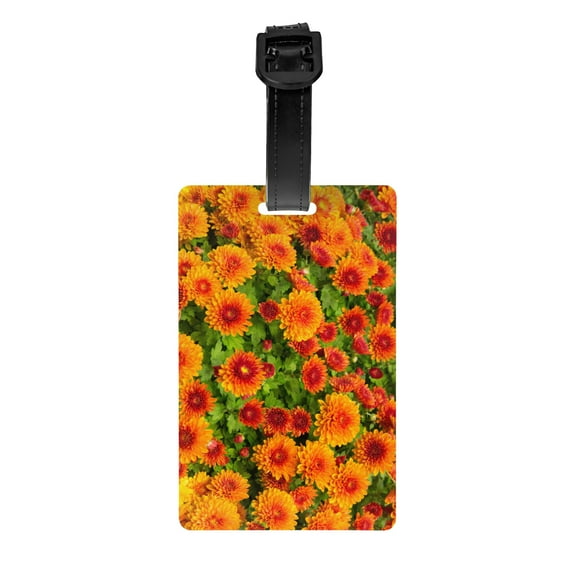 PAYOHTO Luggage Tags for Suitcases Orange Flowers Background PVC Lable for Travel Bag