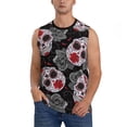 thumbnail image 1 of PAYOHTO Men's Sleeveless Shirts Gym Tank Top with Gothic Skulls Roses Thorns Devilish Design, 1 of 8