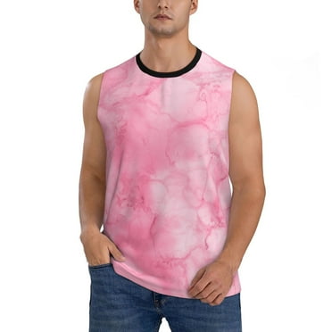 PAYOHTO Men's Sleeveless Shirts Gym Tank Top with Pastel Pink Background Texture Design