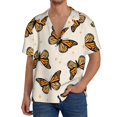 thumbnail image 1 of PAYOHTO Monarch Butterflies Mens Hawaiian Casual Short-sleeved Shirt Tropical Summer Beach Button Down Shirts, 1 of 7