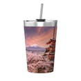 thumbnail image 1 of PAYOHTO Mount Fuji Cherry Blossom Insulated Stainless Steel Tumbler 12 oz Thermos Come with Straw Kids Leak-Proof Travel Mug Cup, 1 of 7