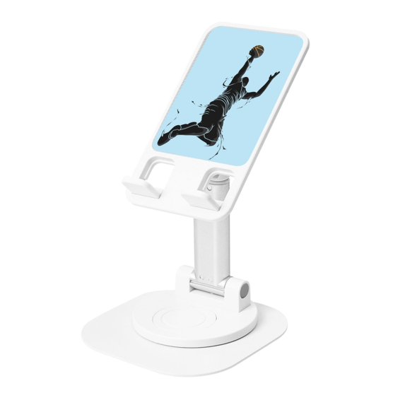 PAYOHTO Phone Stand for Desk Basketball Player Splash Silhouette Circular Bottom Rotates Adjustable Foldable 360° Rotation Charging Port Anti Slip for Video Calls Work