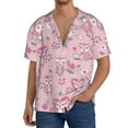 thumbnail image 1 of PAYOHTO Pink Cute Monkey Mens Hawaiian Casual Short-sleeved Shirt Tropical Summer Beach Button Down Shirts, 1 of 7