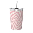 thumbnail image 1 of PAYOHTO Pink Geometric Wavy Insulated Stainless Steel Tumbler 12 oz Thermos Come with Straw Kids Leak-Proof Travel Mug Cup, 1 of 7