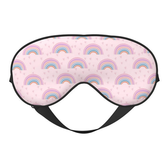 PAYOHTO Pink Rainbow and Heart Soft Sleep Mask Comfort Pure Silk Eye Cover for Travel Office Camping