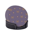 thumbnail image 1 of PAYOHTO Purple Background Butterfly Premium PU Leather Coasters Set - 6 Stylish Round Drink Coasters with Storage Box for Home and Office Use, 1 of 6