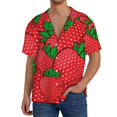 thumbnail image 1 of PAYOHTO Red Strawberry Mens Hawaiian Casual Short-sleeved Shirt Tropical Summer Beach Button Down Shirts, 1 of 7