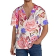 thumbnail image 1 of PAYOHTO Romantic Roses Butterfly Mens Hawaiian Casual Short-sleeved Shirt Tropical Summer Beach Button Down Shirts, 1 of 7