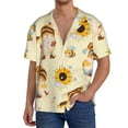 thumbnail image 1 of PAYOHTO Sunflowers Honey Bees Gnomes Mens Hawaiian Casual Short-sleeved Shirt Tropical Summer Beach Button Down Shirts, 1 of 7