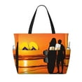 thumbnail image 1 of PAYOHTO Surfer Beach at Sunset Large Beach Tote Bags for Womens Mens Sandproof Swim Pool Bag with Zipper for Travel Vacation, 1 of 7