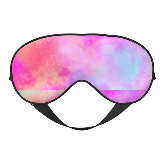 PAYOHTO Texture Bright Pink Spray Soft Sleep Mask Comfort Pure Silk Eye Cover for Travel Office Camping