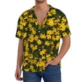 thumbnail image 1 of PAYOHTO Thread Leaf Coreopsis Flowers Mens Hawaiian Casual Short-sleeved Shirt Tropical Summer Beach Button Down Shirts, 1 of 7