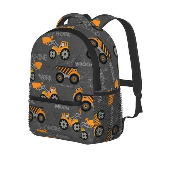 PAYOHTO Toddler Backpack for Boys Construction Machines Cars Truck Tractor Kids Backpack Preschool Bookbag Kindergarten Mini Travel School Bag for Age 3-8