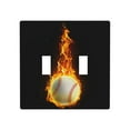 thumbnail image 1 of PAYOHTO Toggle Light Switch Wall Plate Baseball on Fire Black Double Switch Cover Standard Size 2-Gang 4.50" x 4.5" Unbreakable Polycarbonate Thermoplastic, 1 of 6