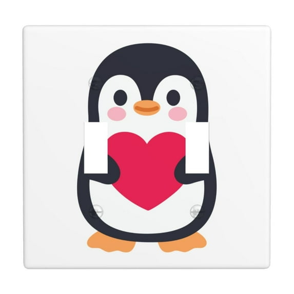 PAYOHTO Toggle Light Switch Wall Plate Cute Cartoon Penguin Double Switch Cover Standard Size 2-Gang 4.50" x 4.5" Unbreakable Polycarbonate Thermoplastic