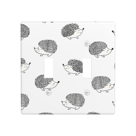 PAYOHTO Toggle Light Switch Wall Plate Cute Hedgehogs Double Switch Cover Standard Size 2-Gang 4.50" x 4.5" Unbreakable Polycarbonate Thermoplastic