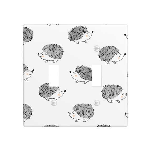 PAYOHTO Toggle Light Switch Wall Plate Cute Hedgehogs Double Switch Cover Standard Size 2-Gang 4.50" x 4.5" Unbreakable Polycarbonate Thermoplastic
