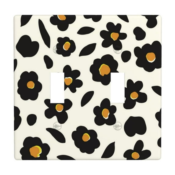 PAYOHTO Toggle Light Switch Wall Plate Floral and Flower Background Double Switch Cover Standard Size 2-Gang 4.50" x 4.5" Unbreakable Polycarbonate Thermoplastic