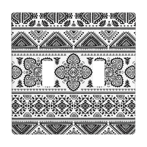 PAYOHTO Toggle Light Switch Wall Plate Mexican Vintage Ethnic Double Switch Cover Standard Size 2-Gang 4.50" x 4.5" Unbreakable Polycarbonate Thermoplastic