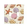 thumbnail image 1 of PAYOHTO Toggle Light Switch Wall Plate Seashell Starfish On Twill Double Switch Cover Standard Size 2-Gang 4.50" x 4.5" Unbreakable Polycarbonate Thermoplastic, 1 of 6
