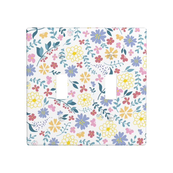 PAYOHTO Toggle Light Switch Wall Plate Spring Flowers Double Switch Cover Standard Size 2-Gang 4.50" x 4.5" Unbreakable Polycarbonate Thermoplastic