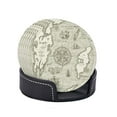 thumbnail image 1 of PAYOHTO Vintage Nautical Route Map Premium PU Leather Coasters Set - 6 Stylish Round Drink Coasters with Storage Box for Home and Office Use, 1 of 6