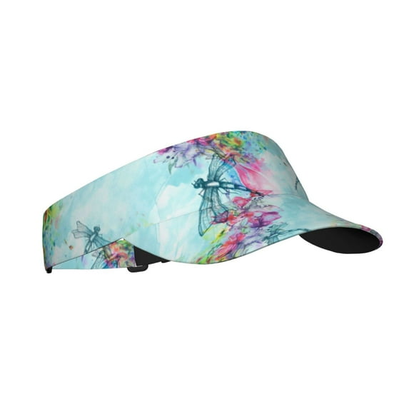 PAYOHTO Watercolor Flowers Cyan-blue Sun Visor Ponytail Tennis Hat for Teen Women Breathable Polyester Sun Golf Cap for Men Outdoor Sports Visors Hats for Summer