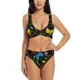 thumbnail image 1 of PAYOHTO Women's Cross Front Bikini Set with High Elasticity Soft Padding Abstract Pattern Pixel Game Style Bathing Suit Crop Top Swimsuit, 1 of 9
