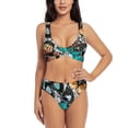 thumbnail image 1 of PAYOHTO Women's Cross Front Bikini Set with High Elasticity Soft Padding Beautiful Butterflies Flowers Vintage Bathing Suit Crop Top Swimsuit, 1 of 9