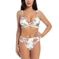 thumbnail image 1 of PAYOHTO Women's Cross Front Bikini Set with High Elasticity Soft Padding Beautiful Rose Flower Pattern Little Floral Bathing Suit Crop Top Swimsuit, 1 of 9