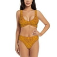 thumbnail image 1 of PAYOHTO Women's Cross Front Bikini Set with High Elasticity Soft Padding Boho Style Simple Pattern Bathing Suit Crop Top Swimsuit, 1 of 9