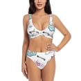 thumbnail image 1 of PAYOHTO Women's Cross Front Bikini Set with High Elasticity Soft Padding Cat Unicorn Bathing Suit Crop Top Swimsuit, 1 of 9