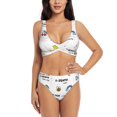 thumbnail image 1 of PAYOHTO Women's Cross Front Bikini Set with High Elasticity Soft Padding Cute Teenager Girls Pattern Bathing Suit Crop Top Swimsuit, 1 of 9