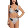 thumbnail image 1 of PAYOHTO Women's Cross Front Bikini Set with High Elasticity Soft Padding French Bulldog Colored Traces Bathing Suit Crop Top Swimsuit, 1 of 9