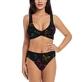 thumbnail image 1 of PAYOHTO Women's Cross Front Bikini Set with High Elasticity Soft Padding Neon Pink Blue Purple Butterfly Bathing Suit Crop Top Swimsuit, 1 of 9