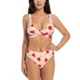 thumbnail image 1 of PAYOHTO Women's Cross Front Bikini Set with High Elasticity Soft Padding Red Heard Lolly Pops Bathing Suit Crop Top Swimsuit, 1 of 9