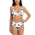 thumbnail image 1 of PAYOHTO Women's Cross Front Bikini Set with High Elasticity Soft Padding Vampire Bat Bathing Suit Crop Top Swimsuit, 1 of 9