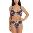 thumbnail image 1 of PAYOHTO Women's Cross Front Bikini Set with High Elasticity Soft Padding Wild Roses Bathing Suit Crop Top Swimsuit, 1 of 9