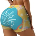 thumbnail image 1 of PAYOHTO Women's High Waist Butt Lifting Yoga Shorts Elastic Tight Fit Womens Exercise Shorts for Workout Running Cycling Banner Design Hello Summer, 1 of 1