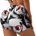 thumbnail image 1 of PAYOHTO Women's High Waist Butt Lifting Yoga Shorts Elastic Tight Fit Womens Exercise Shorts for Workout Running Cycling Black White Little Panda, 1 of 1