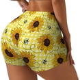 thumbnail image 1 of PAYOHTO Women's High Waist Butt Lifting Yoga Shorts Elastic Tight Fit Womens Exercise Shorts for Workout Running Cycling Cute Bees Sunflowers, 1 of 1
